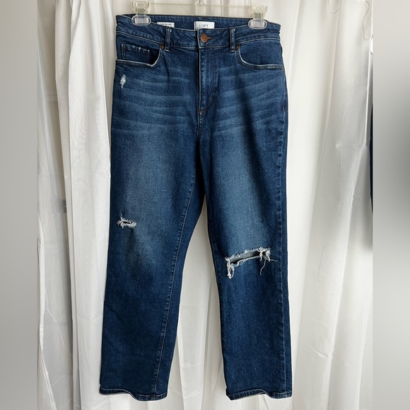 Loft Jean’s curvy, high-rise, straight,straight Women’s size 6 Distressed - Picture 1 of 4